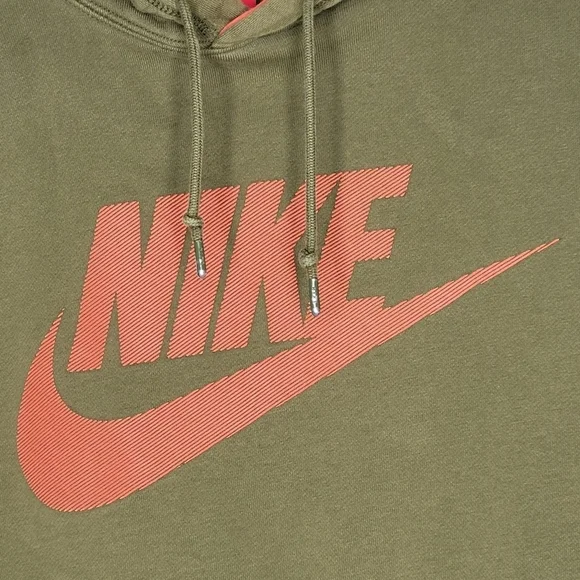 Nike Mens Spell Out Swoosh Pullover Hoodie in Green Orange Size XXL - Picture 4 of 7